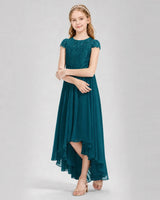 Teal Chiffon A-line Junior Bridesmaid Dress Front View
