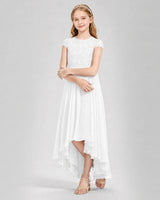 White Chiffon A-line Junior Bridesmaid Dress Front View