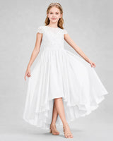 White Chiffon A-line Junior Bridesmaid Dress Front View