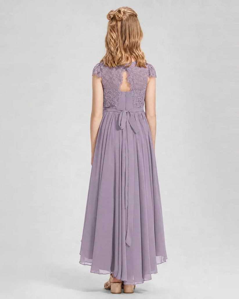 Wisteria Chiffon A-line Junior Bridesmaid Dress Back View