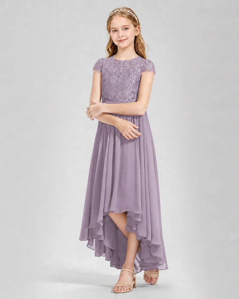 Wisteria Chiffon A-line Junior Bridesmaid Dress Front View