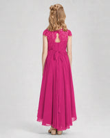 Hot Pink Chiffon A-line Junior Bridesmaid Dress Back View