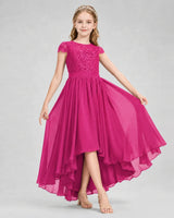 Hot Pink Chiffon A-line Junior Bridesmaid Dress Front View
