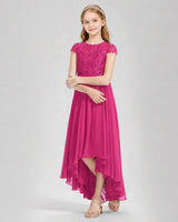 Hot Pink Chiffon A-line Junior Bridesmaid Dress Front View