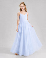 Lavender Tulle A-line Junior Bridesmaid Dress Front View