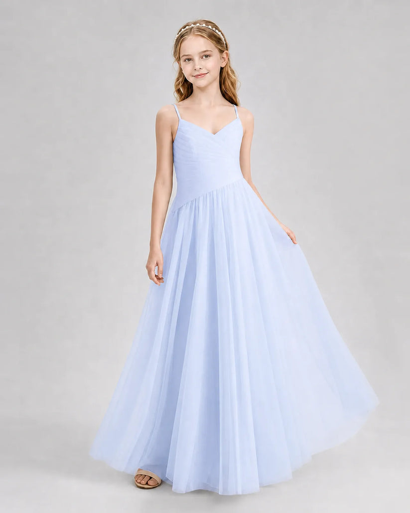 Lavender Tulle A-line Junior Bridesmaid Dress Front View