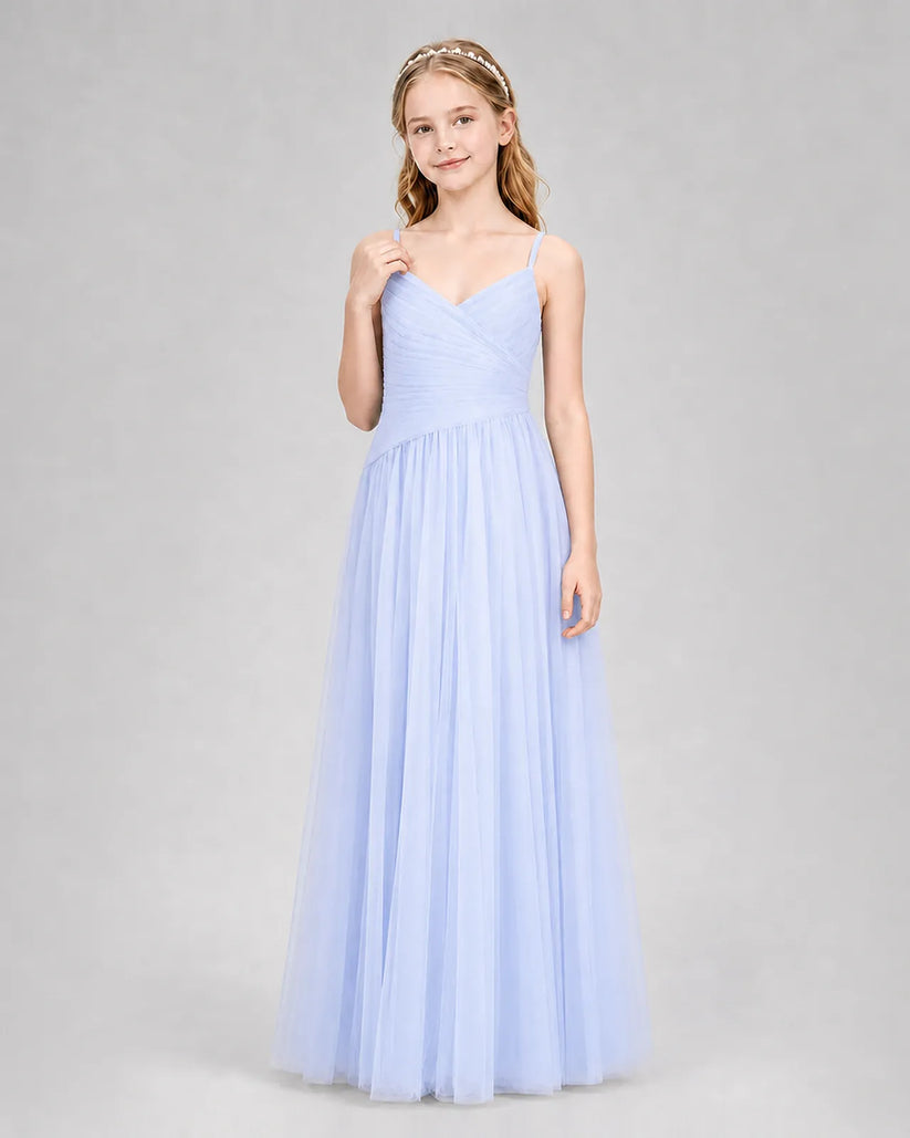 Lavender Tulle A-line Junior Bridesmaid Dress Front View
