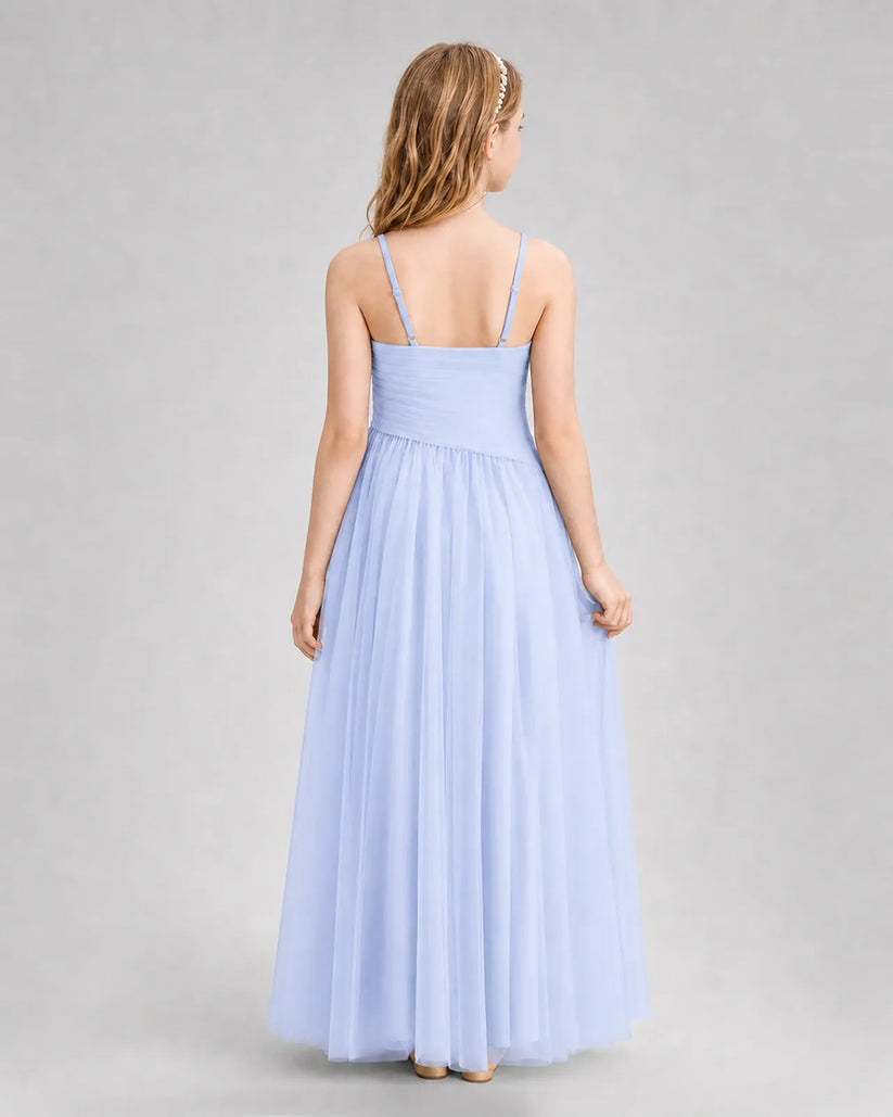 Lavender Chiffon A-line Junior Bridesmaid Dress Back View