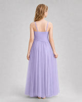 Lilac Tulle A-line Junior Bridesmaid Dress Back View