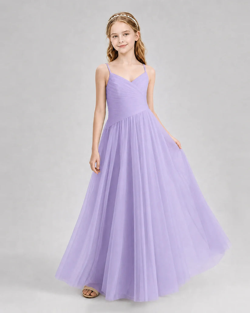 Lilac Chiffon A-line Junior Bridesmaid Dress Front View