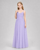 Lilac Tulle A-line Junior Bridesmaid Dress Front View