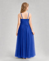 Royal Blue Tulle A-line Junior Bridesmaid Dress Back View