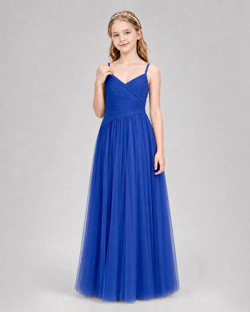 Royal Blue Chiffon A-line Junior Bridesmaid Dress Front View