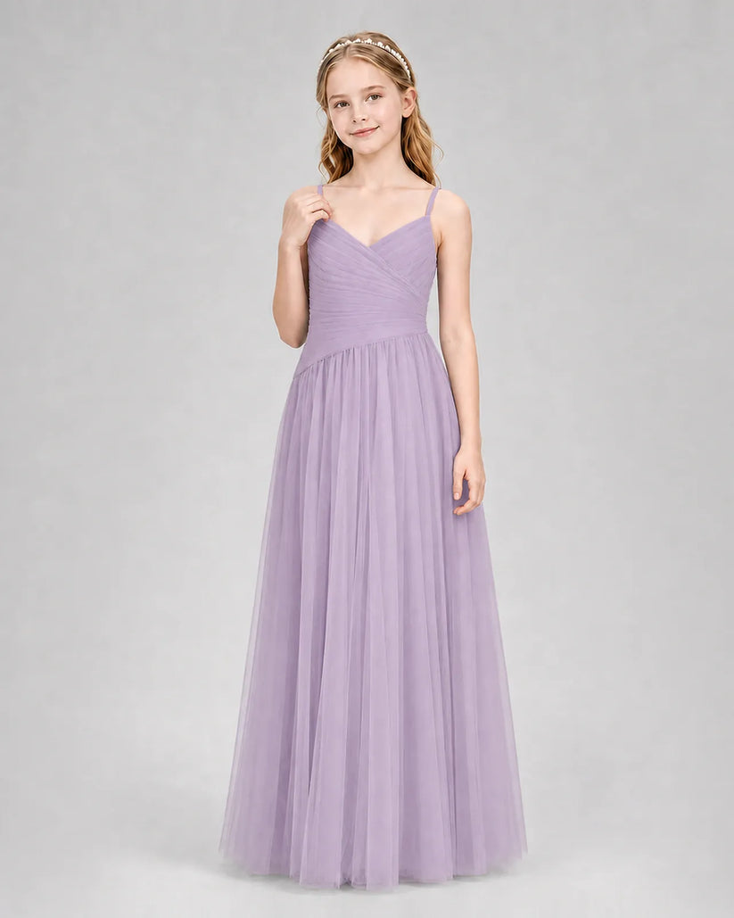 Wisteria Tulle A-line Junior Bridesmaid Dress Front View