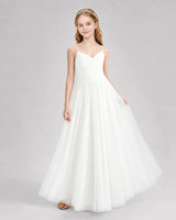 Ivory Chiffon A-line Junior Bridesmaid Dress Front View