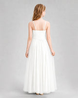 Ivory Chiffon A-line Junior Bridesmaid Dress Back View