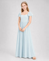 Baby Blue Chiffon A-line Junior Bridesmaid Dress Front View