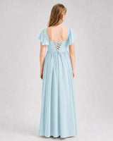 Baby Blue Chiffon A-line Junior Bridesmaid Dress Back View