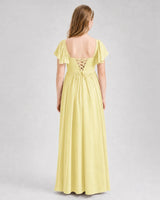 Daffodil Chiffon A-line Junior Bridesmaid Dress Back View