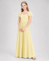 Daffodil Chiffon A-line Junior Bridesmaid Dress Front View