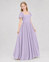 Lavender Chiffon A-line Junior Bridesmaid Dress Front View