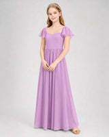 Lilac Chiffon A-line Junior Bridesmaid Dress Front View