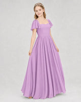 Lilac Chiffon A-line Junior Bridesmaid Dress Front View