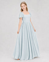 Mist Chiffon A-line Junior Bridesmaid Dress Front View
