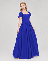 Royal Blue Chiffon A-line Junior Bridesmaid Dress Front View