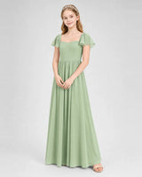 Sage Green Chiffon A-line Junior Bridesmaid Dress Front View