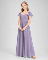 Wisteria Chiffon A-line Junior Bridesmaid Dress Front View