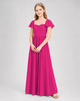 Hot Pink Chiffon A-line Junior Bridesmaid Dress Front View