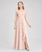 Blush Pink Chiffon A-line Junior Bridesmaid Dress Side View