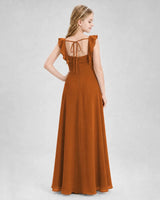 Burnt Orange Chiffon A-line Junior Bridesmaid Dress Back View