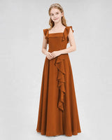 Burnt Orange Chiffon A-line Junior Bridesmaid Dress Front View