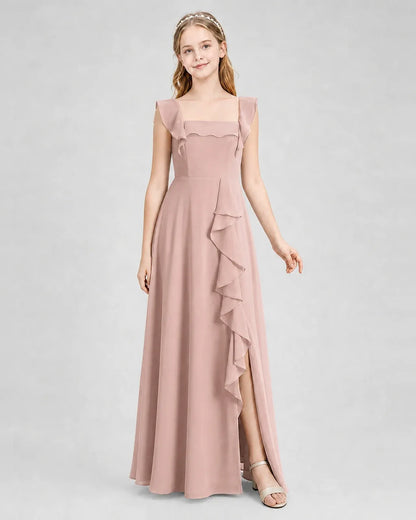 Dustyrose Chiffon A-line Junior Bridesmaid Dress Side View