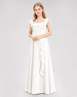 Ivory Chiffon A-line Junior Bridesmaid Dress Front View
