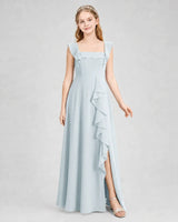 Mist Chiffon A-line Junior Bridesmaid Dress Side View