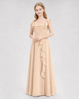 Peach Chiffon A-line Junior Bridesmaid Dress Front View