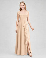 Peach Chiffon A-line Junior Bridesmaid Dress Side View