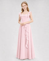 Pink Chiffon A-line Junior Bridesmaid Dress Front View