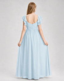 Dideyttawl Sweetheart Neck Ruffle Chiffon Junior Bridesmaid Dress