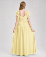 Daffodil Chiffon A-line Junior Bridesmaid Dress Back View