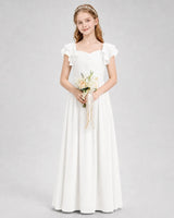 Ivory Chiffon A-line Junior Bridesmaid Dress Front View