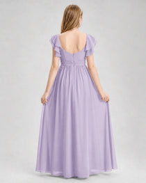 Dideyttawl Sweetheart Neck Ruffle Chiffon Junior Bridesmaid Dress