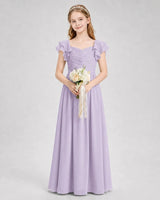 Lavender Chiffon A-line Junior Bridesmaid Dress Front View