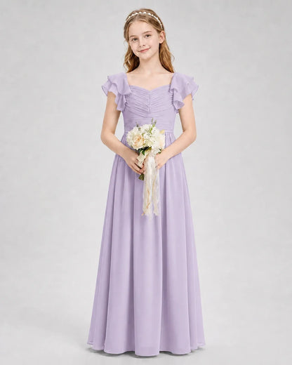 Lavender Chiffon A-line Junior Bridesmaid Dress Front View