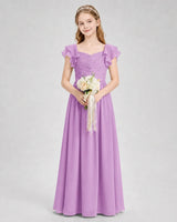 Lilac Chiffon A-line Junior Bridesmaid Dress Front View