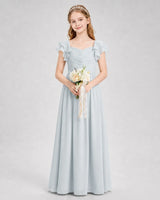 Mist Chiffon A-line Junior Bridesmaid Dress Front View