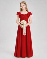 Red Chiffon A-line Junior Bridesmaid Dress Front View